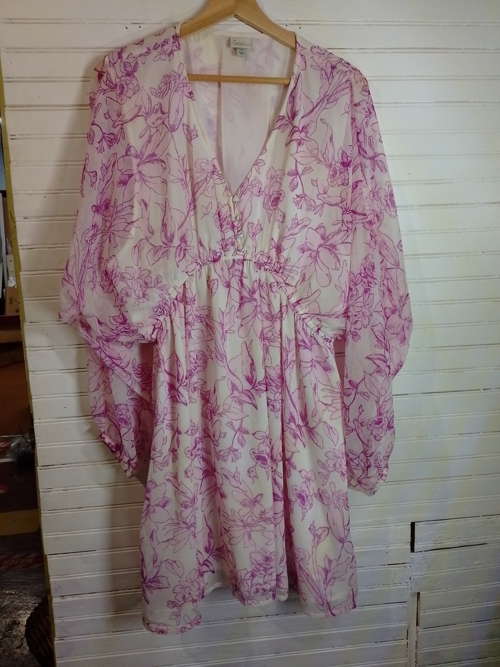a new day Cream and Pink Floral Midi Dress
